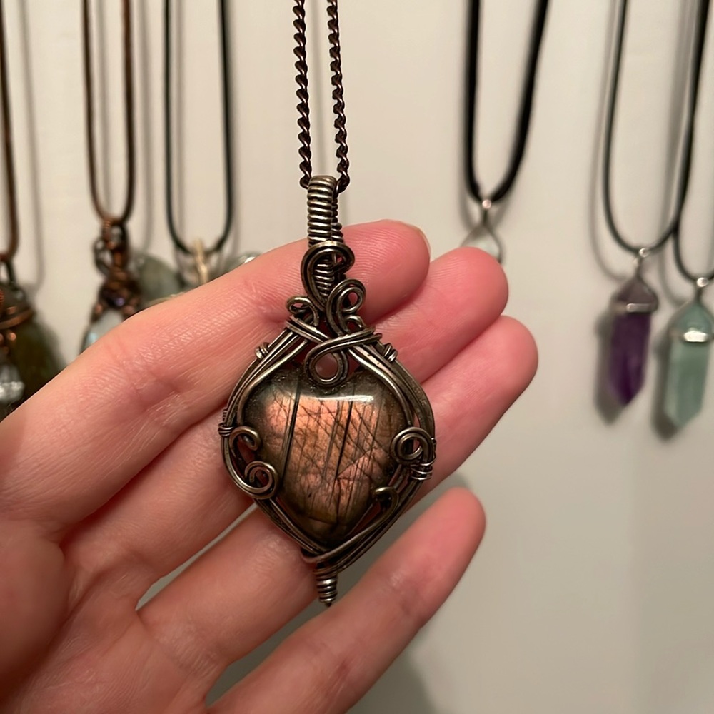 Wire Wrapped Heart Labradorite Artisan Necklace